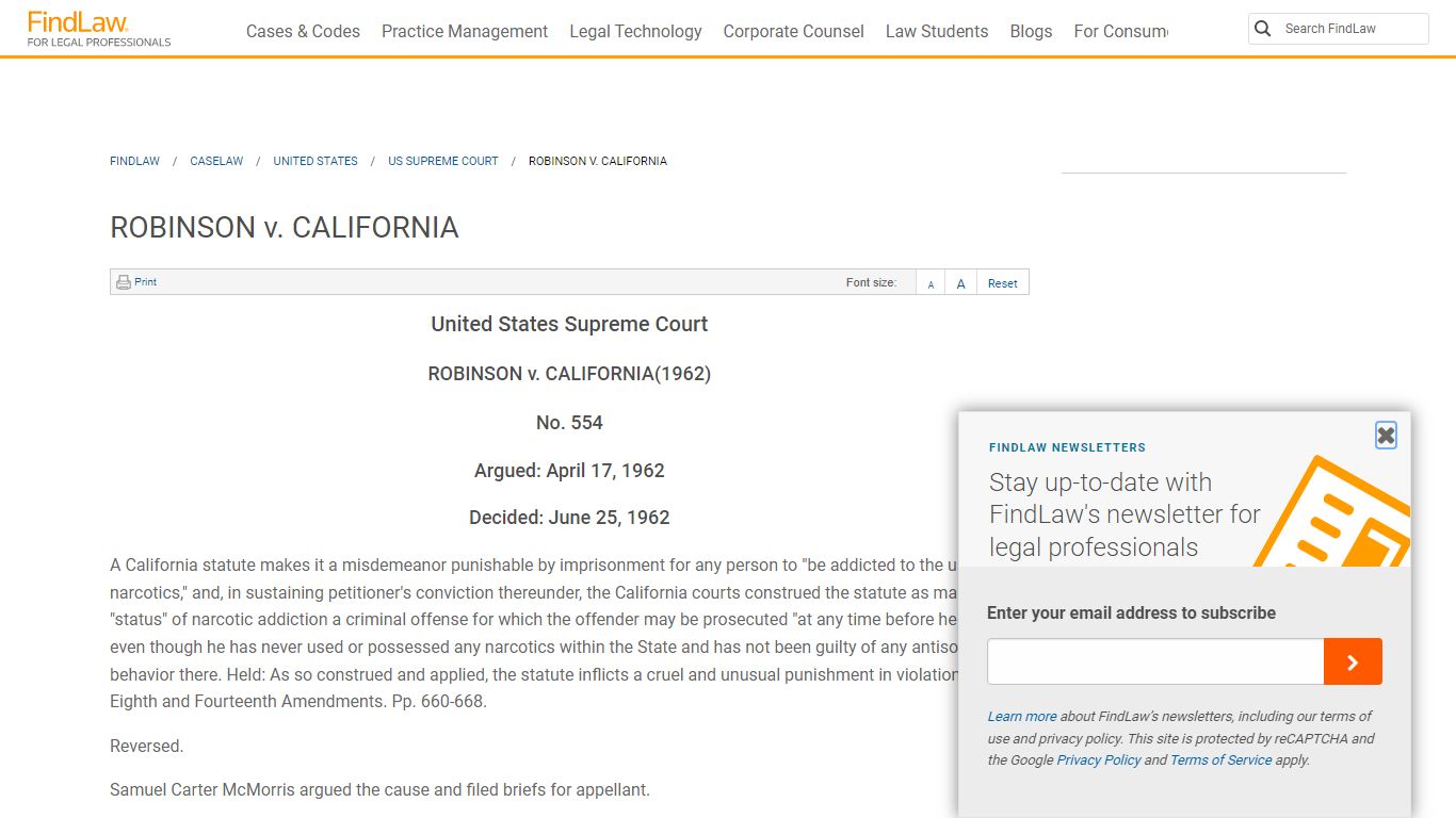 ROBINSON v. CALIFORNIA | FindLaw